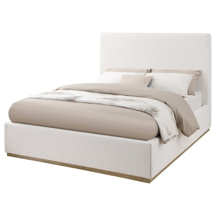 Knox Queen Bouclé Upholstered Platform Bed Cream