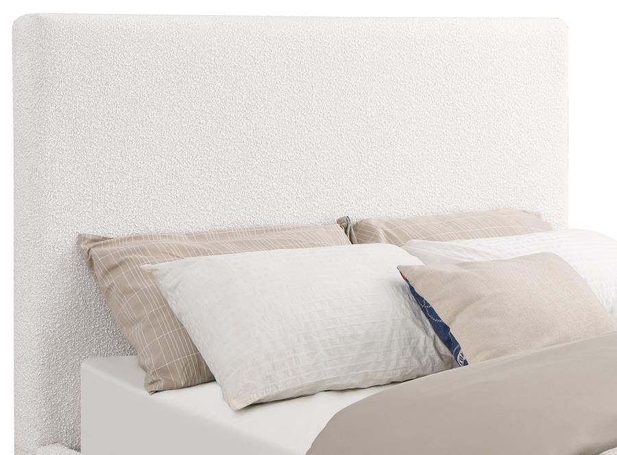 Knox Queen Bouclé Upholstered Platform Bed Cream