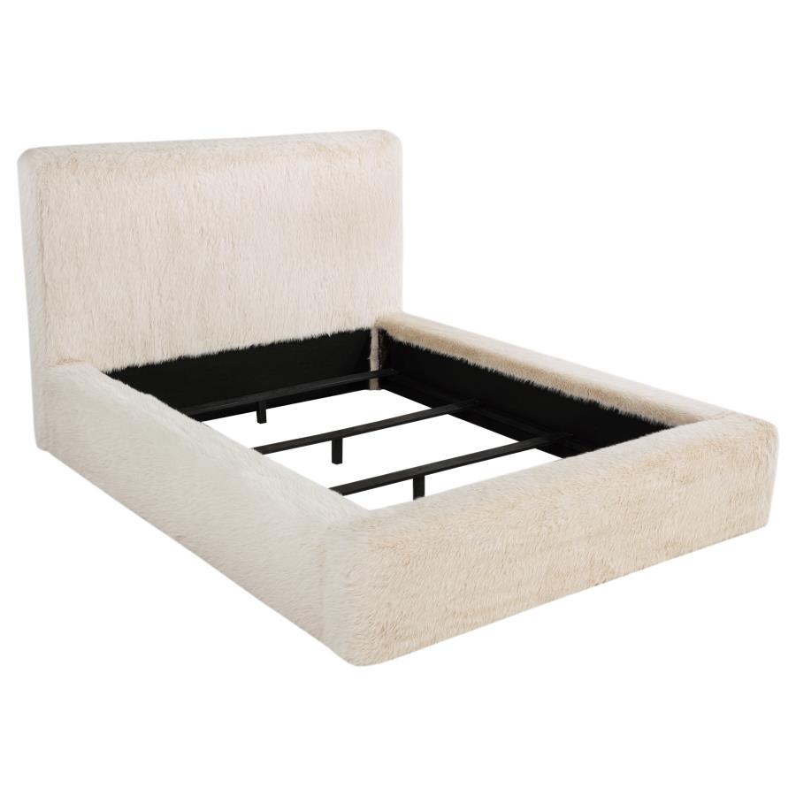 Rebecca Faux Fur Upholstered Bed Cream