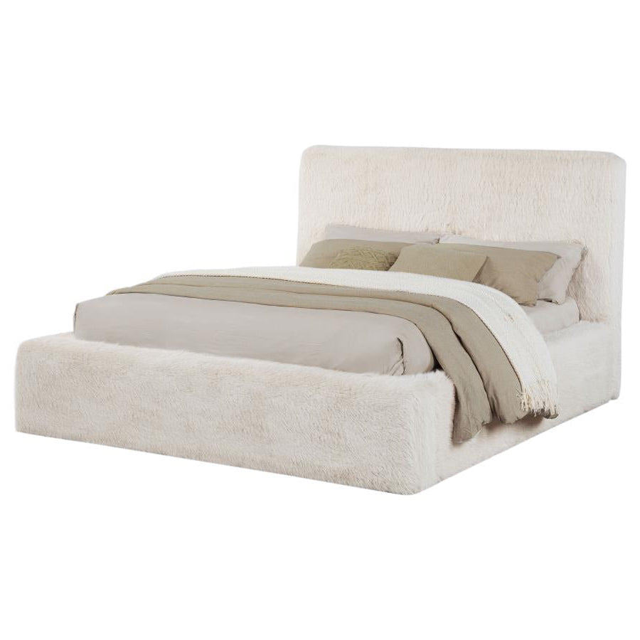 Rebecca Faux Fur Upholstered Bed Cream