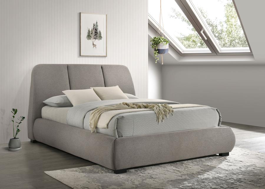 Mokena 46-inch Upholstered Platform Bed Taupe