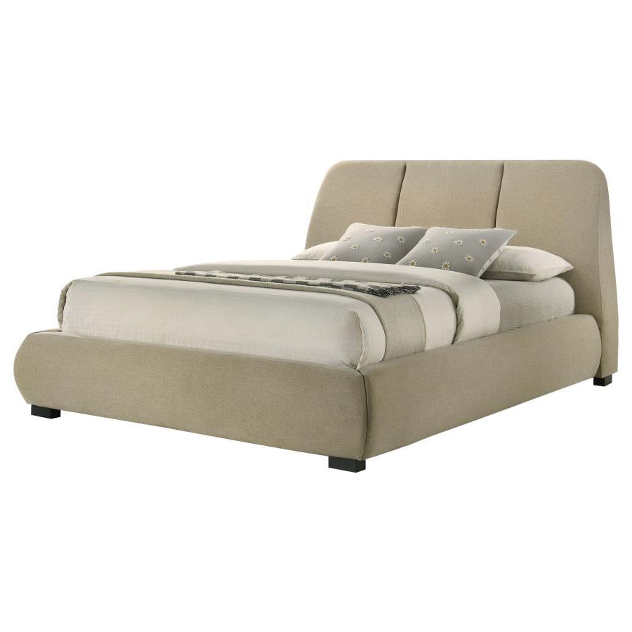 Mokena 46-inch Upholstered Queen Platform Bed Brown