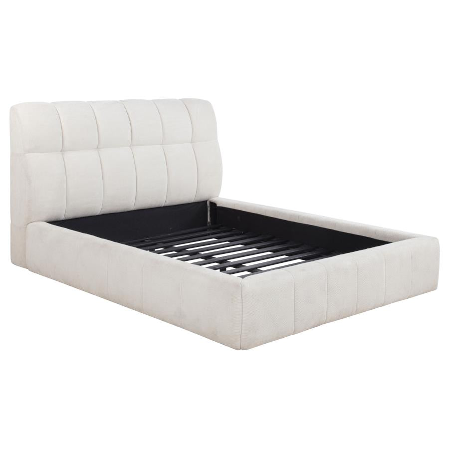 Nollet 48-inch Upholstered Panel Platform Bed Cream