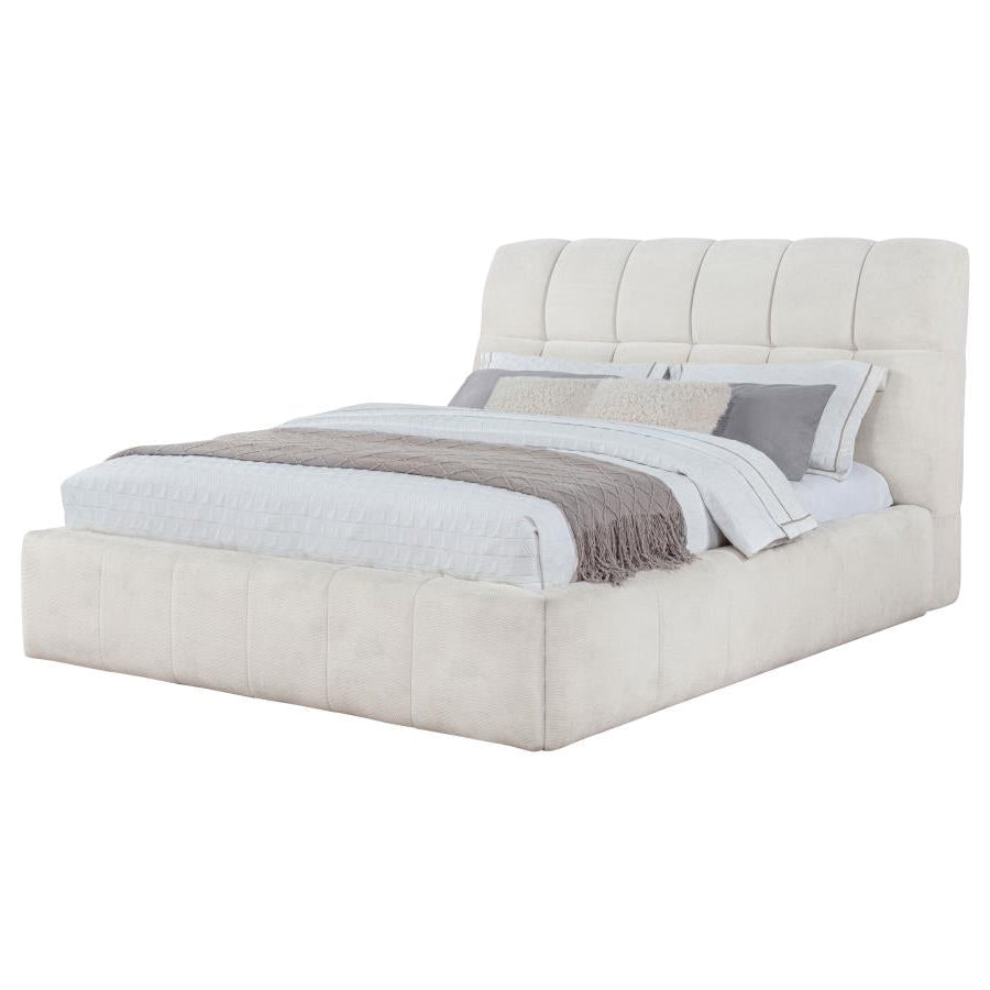 Nollet 48-inch Upholstered Panel Platform Bed Cream