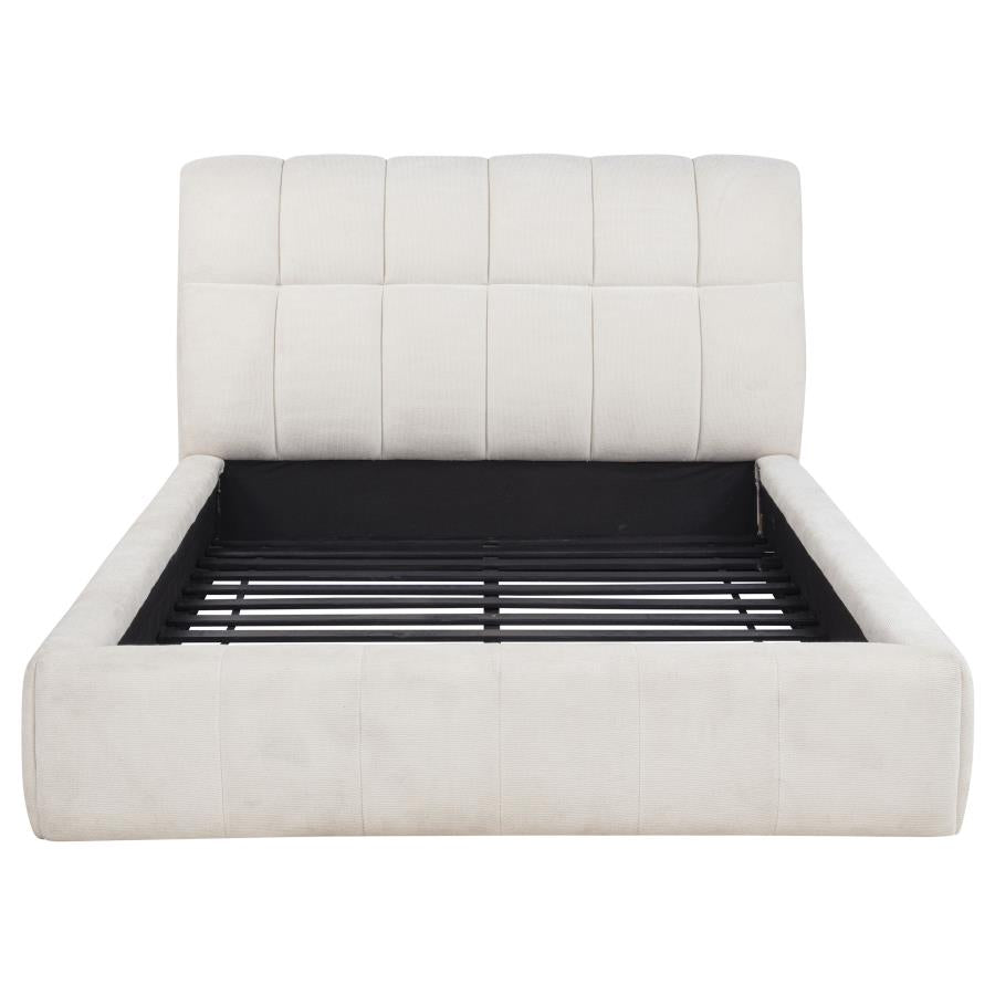Nollet 48-inch Upholstered Panel Platform Bed Cream