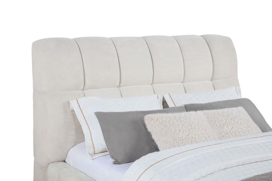 Nollet 48-inch Upholstered Panel Platform Bed Cream