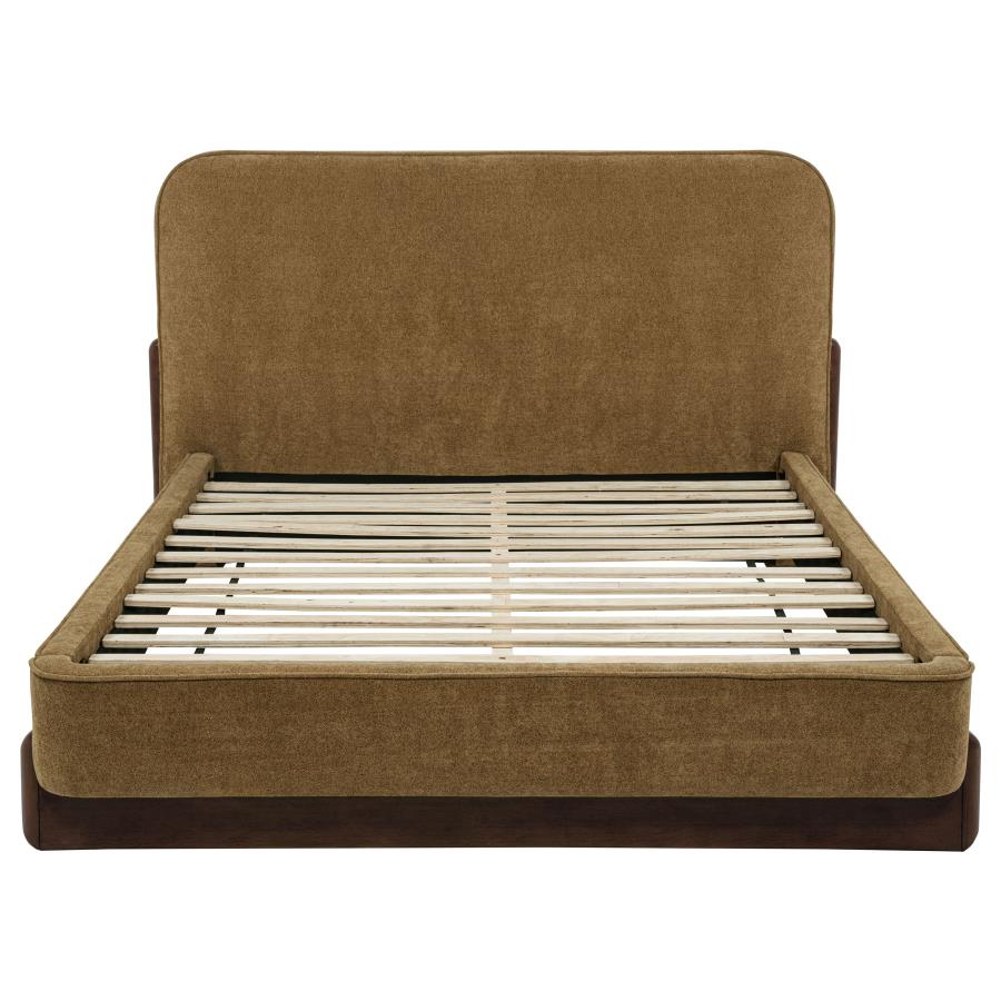 Baldacci Upholstered Platform Bed Curry and Walnut