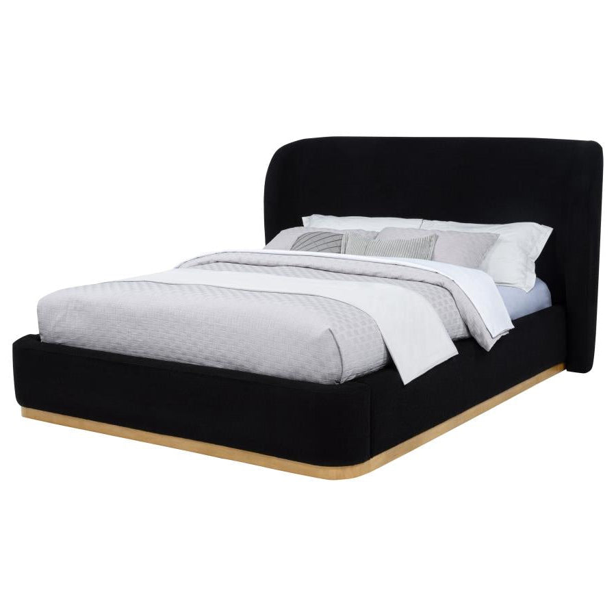 Blaire Upholstered Wingback Platform Bed Black