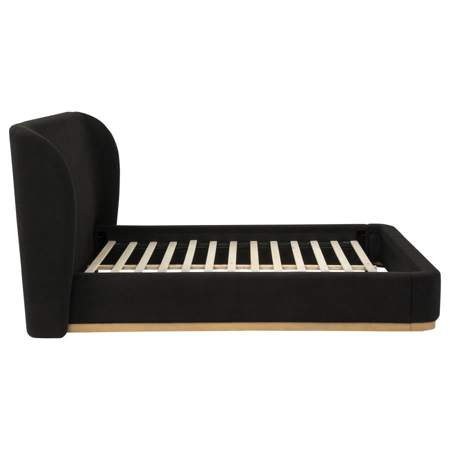 Blaire Upholstered Wingback Platform Bed Black