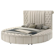 Sonya Upholstered Queen Round Storage Bed Ivory