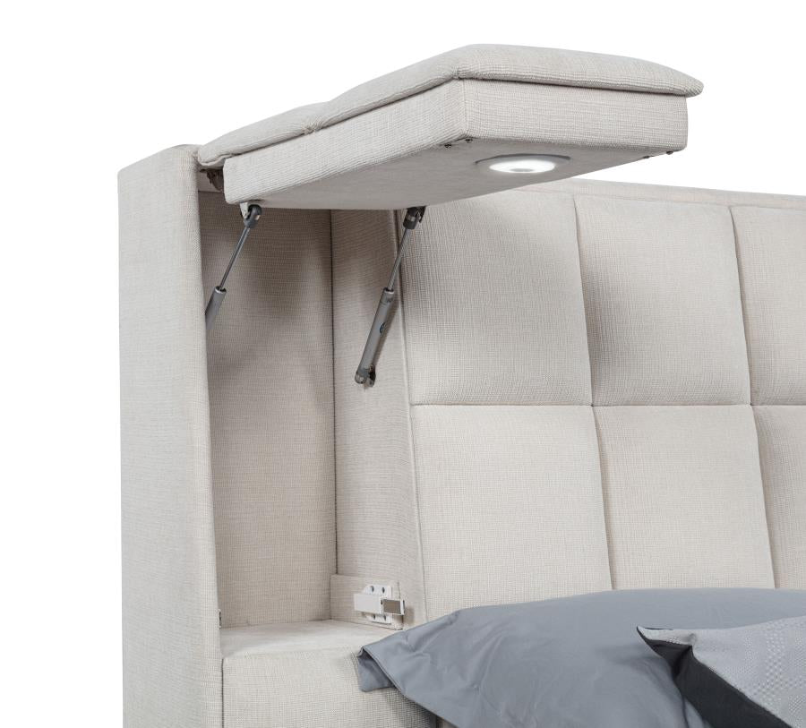 Dreux Upholstered Panel Platform Bed Cream