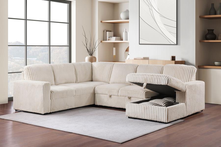 Devonshire Sleeper Sectional Sofa Storage Chaise Grey