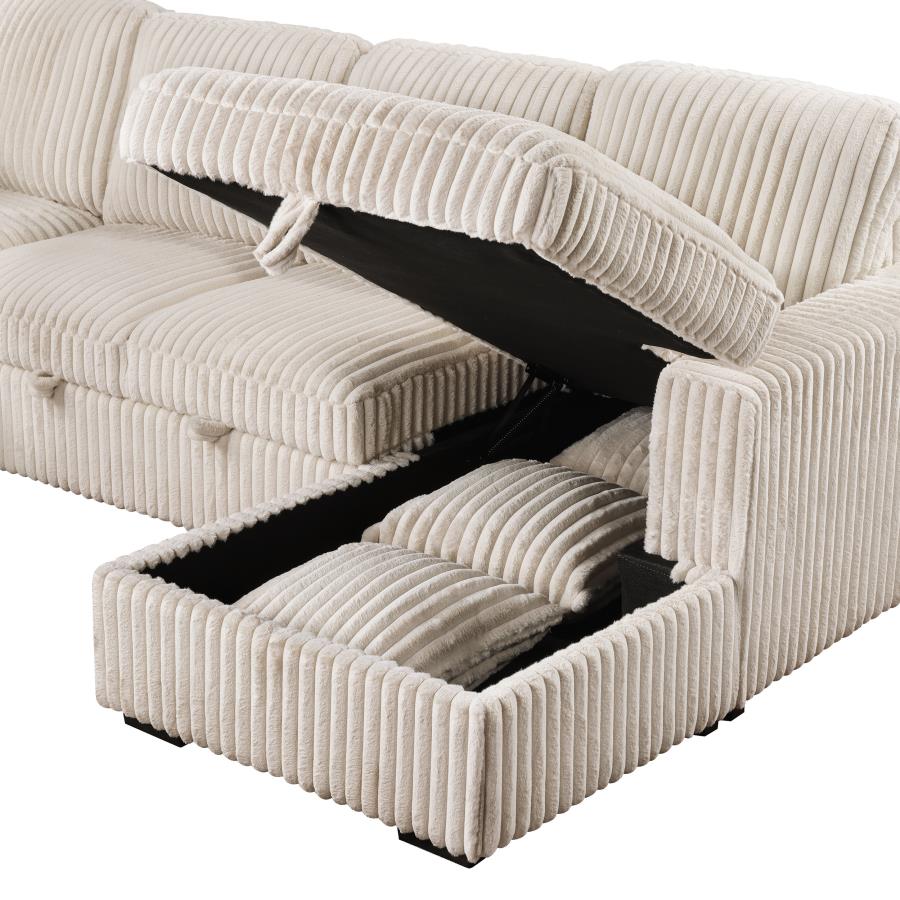 Devonshire Sleeper Sectional Sofa Storage Chaise Grey
