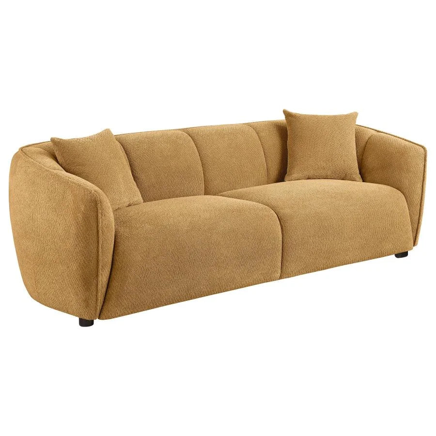 ALEISHA 3-PIECE FABRIC UPHOLSTERED SOFA SET MUSTARD YELLOW