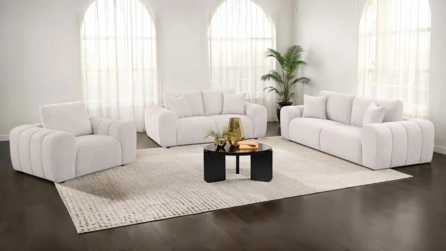 BURNETT 3-PIECE CHENILLE UPHOLSTERED SOFA SET IVORY