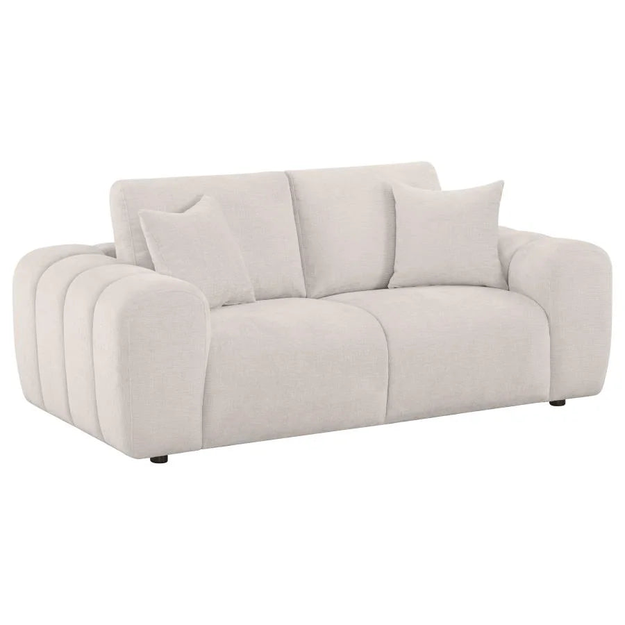 BURNETT 3-PIECE CHENILLE UPHOLSTERED SOFA SET IVORY