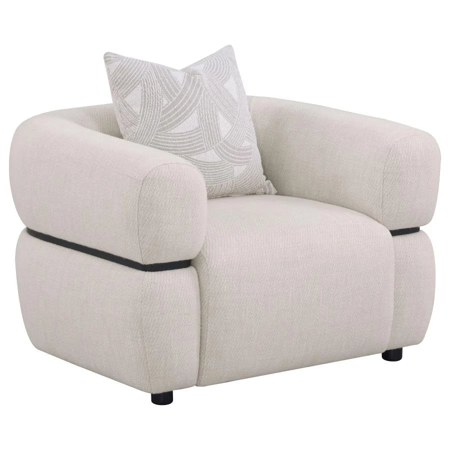 JEANETTE 3-PIECE FABRIC UPHOLSTERED ROUND ARM SOFA SET BEIGE