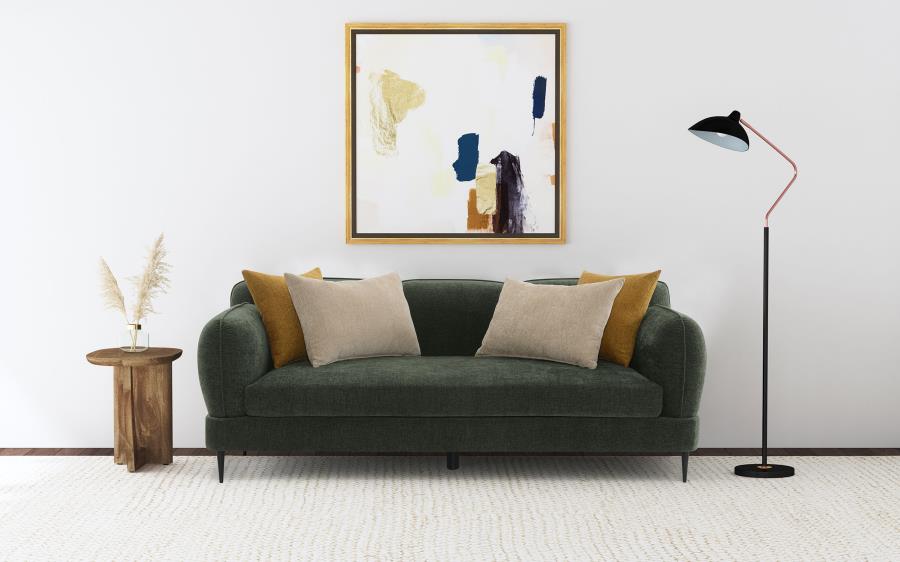 Jade Chenille Upholstered Sculpted Track Arm Sofa Latte