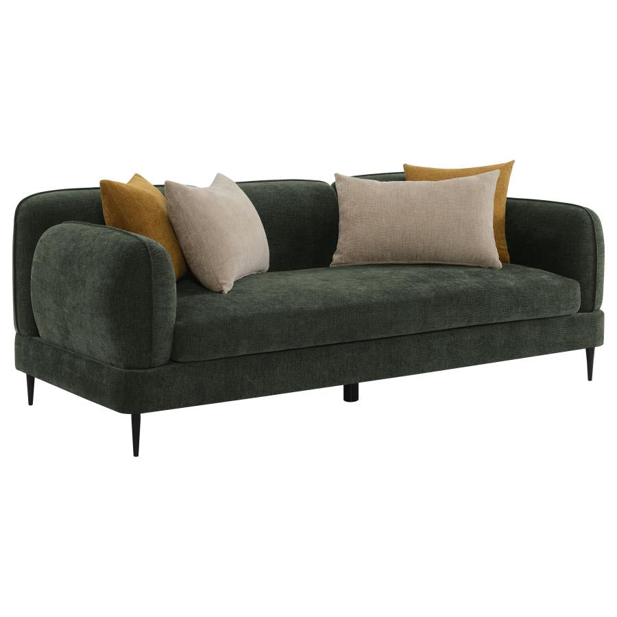 Jade Chenille Upholstered Sculpted Track Arm Sofa Latte