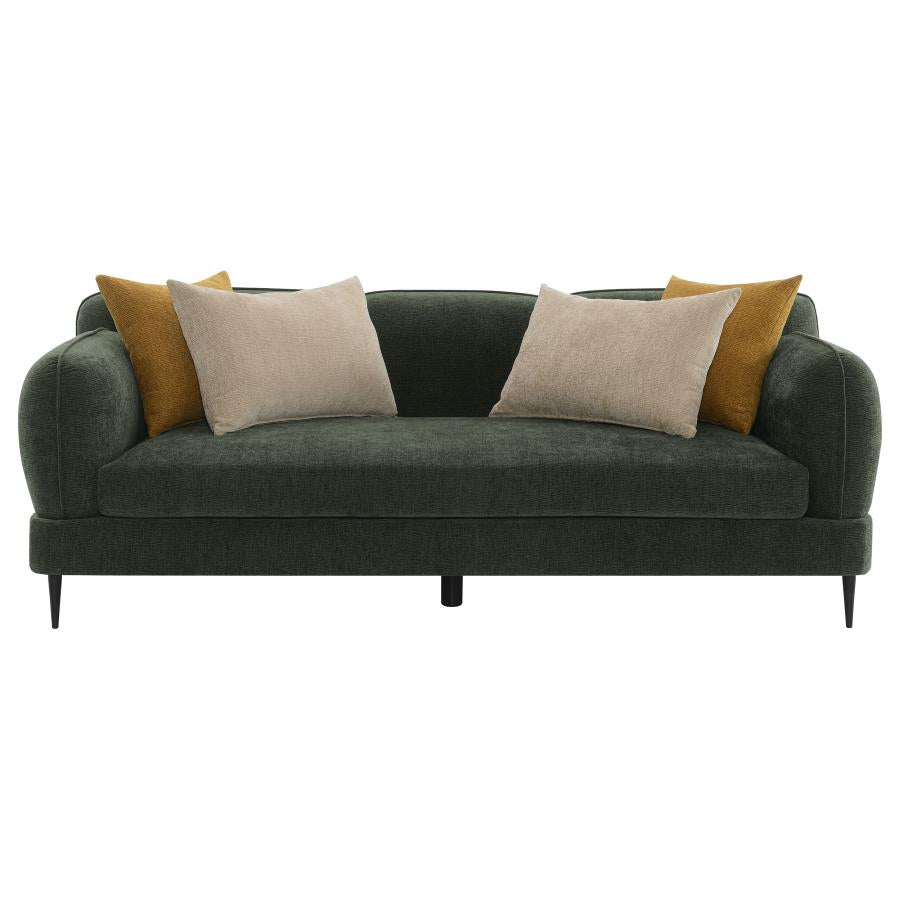 Jade Chenille Upholstered Sculpted Track Arm Sofa Latte