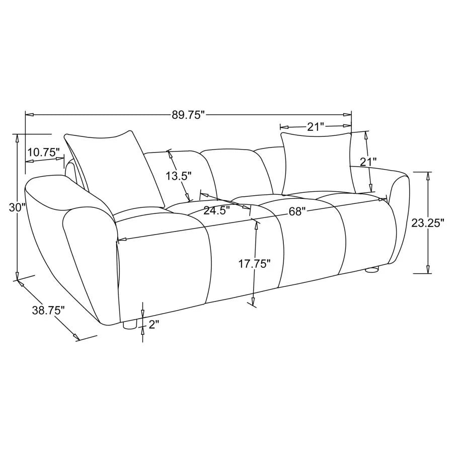 DESTINO 3-PIECE CHENILLE SPLAYED ARM SOFA SET GREIGE
