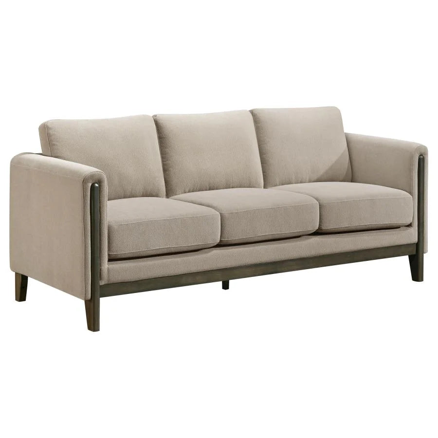 ISLINGTON 3-PIECE UPHOLSTERED PANEL ARM SOFA SET TAUPE