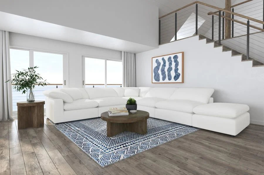 RALEIGH 6-PIECE BOUCLE UPHOLSTERED MODULAR SECTIONAL IVORY