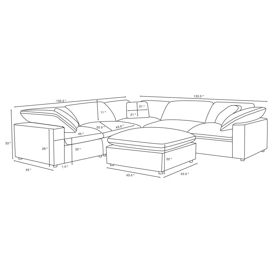 RALEIGH 6-PIECE BOUCLE UPHOLSTERED MODULAR SECTIONAL GREY