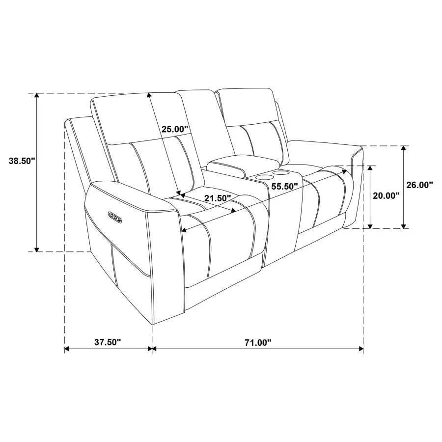 KENNETT 3-PIECE CHENILLE POWER RECLINING SOFA SET DARK GREY