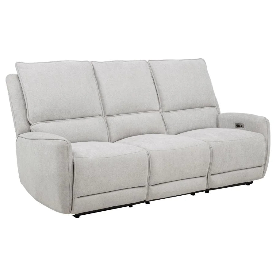 SYLMAR 3-PIECE CHENILLE POWER RECLINING SOFA SET DOVE GREY