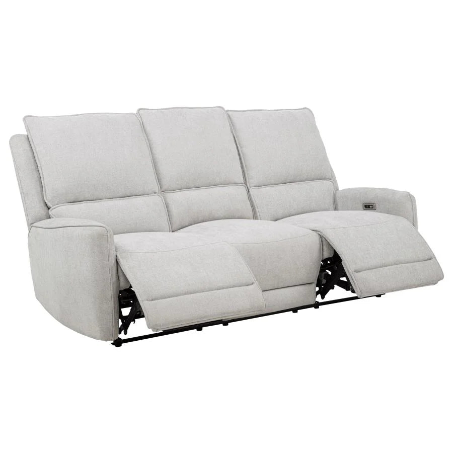 SYLMAR 3-PIECE CHENILLE POWER RECLINING SOFA SET DOVE GREY