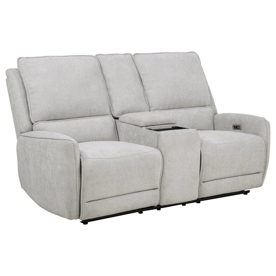 SYLMAR 3-PIECE CHENILLE POWER RECLINING SOFA SET DOVE GREY
