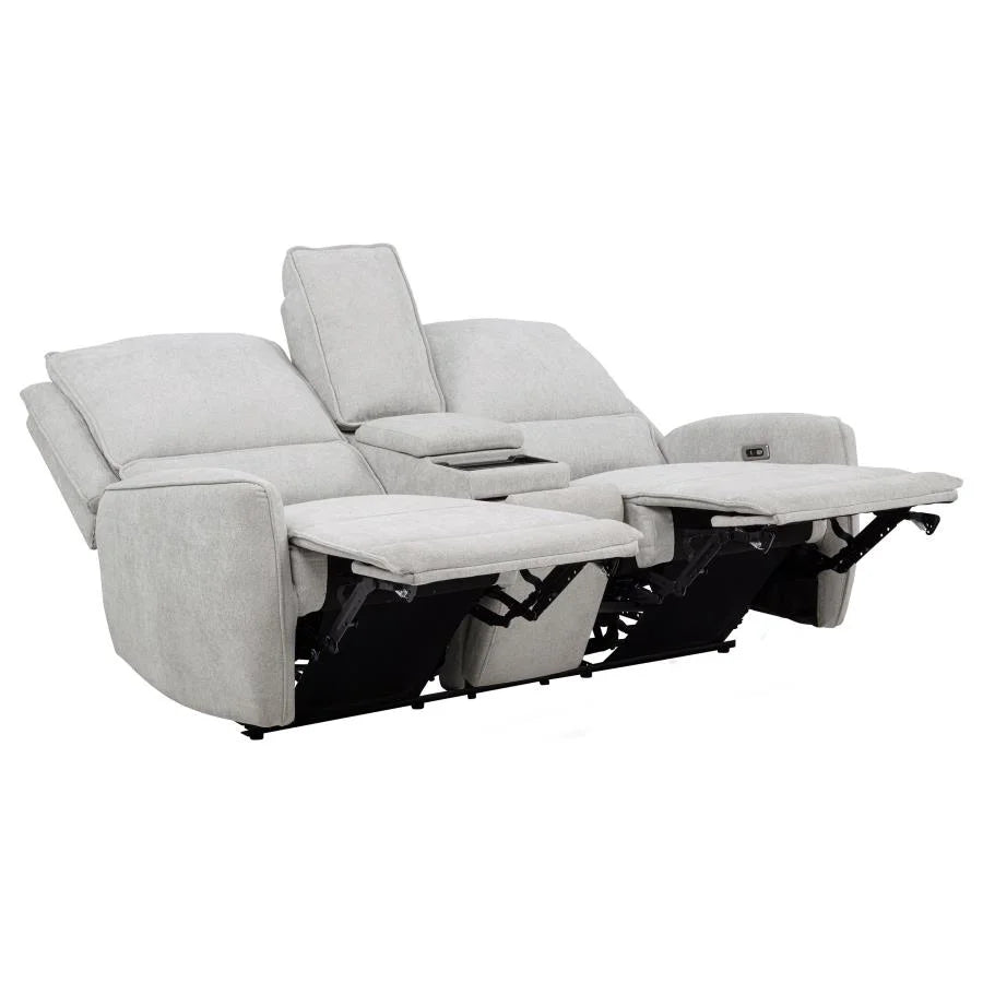 SYLMAR 3-PIECE CHENILLE POWER RECLINING SOFA SET DOVE GREY