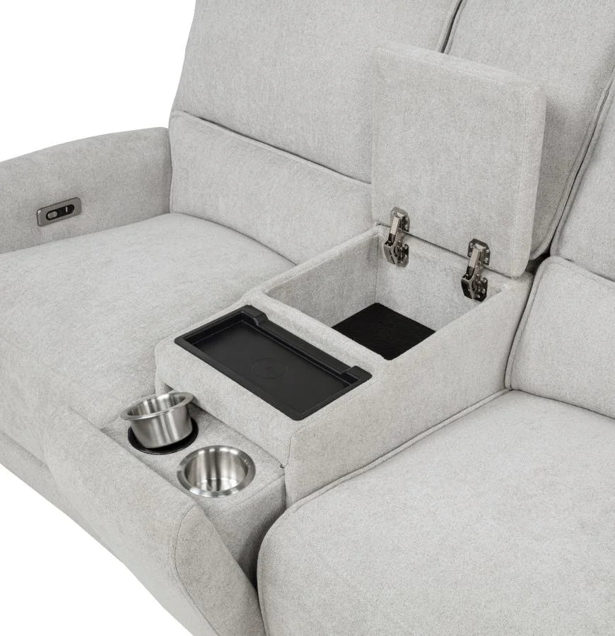 SYLMAR 3-PIECE CHENILLE POWER RECLINING SOFA SET DOVE GREY