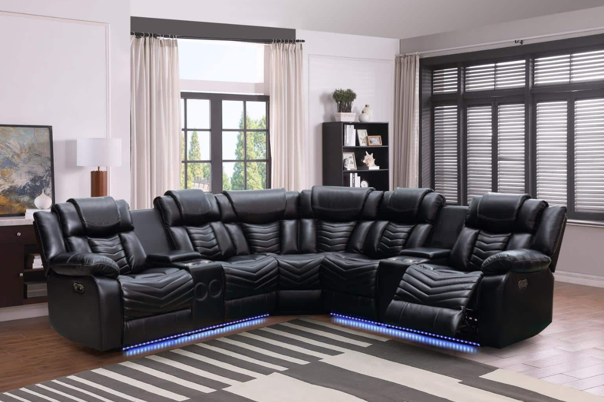 Miami Power Reclining Sectional Sofa – With USB, Bluetooth, Speakers & Storage