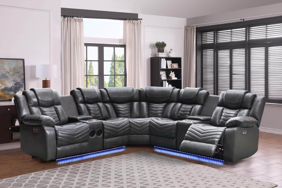 Miami Power Reclining Sectional Sofa – With USB, Bluetooth, Speakers & Storage