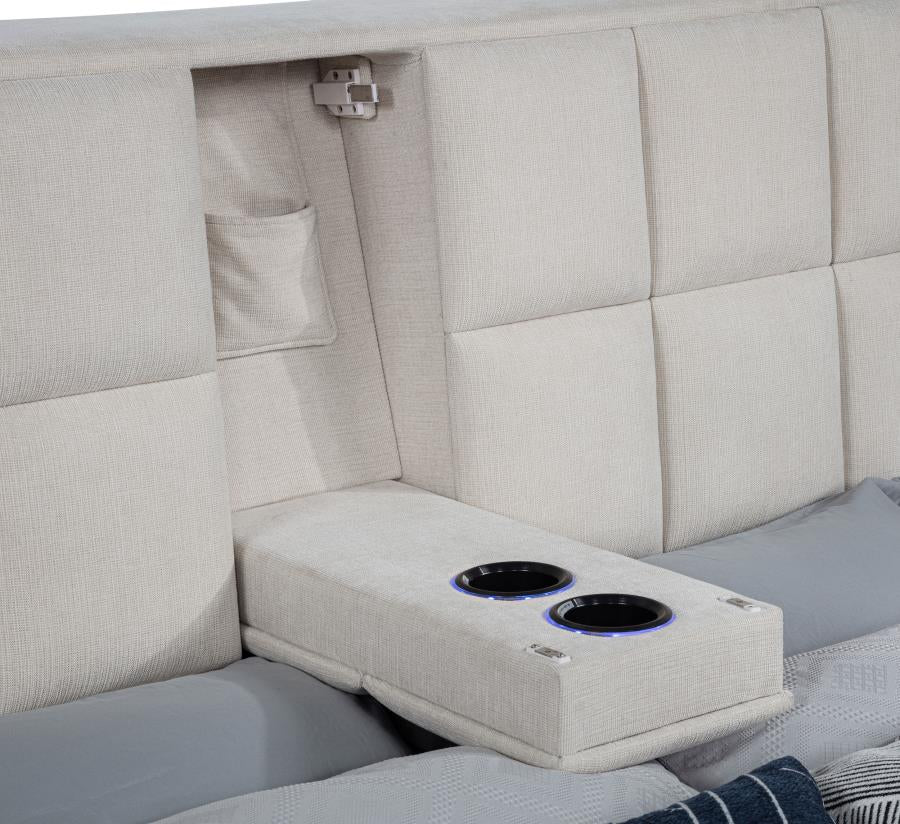 Dreux Upholstered Panel Platform Bed Cream