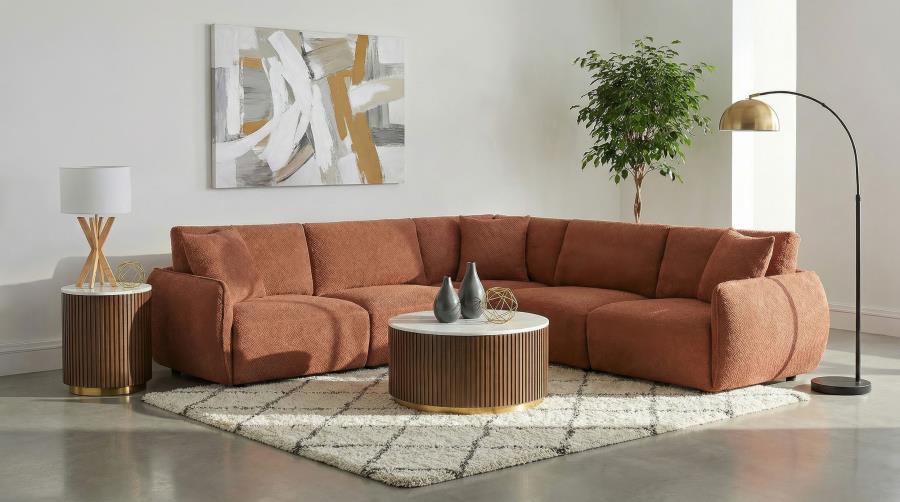 ELYSIA CHENILLE UPHOLSTERED MODULAR LOUNGE SOFA CORAL