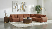ELYSIA CHENILLE UPHOLSTERED MODULAR LOUNGE SOFA CORAL