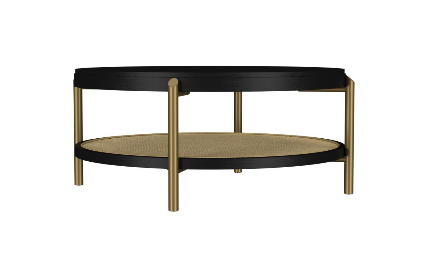 Arini Round Coffee Table With Storage Shelf Black