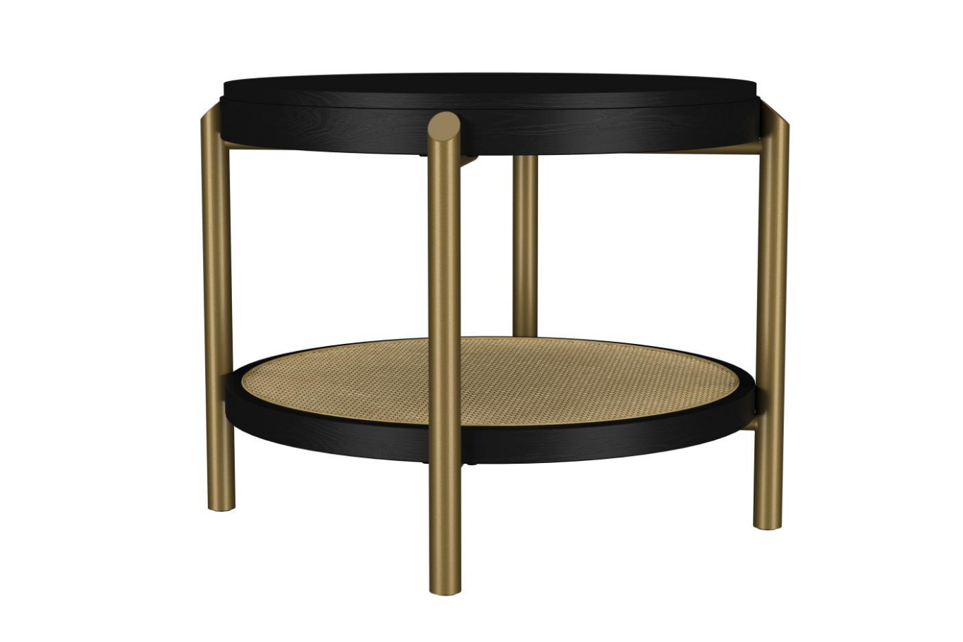 Arini Round End Side Table With Storage Shelf Black