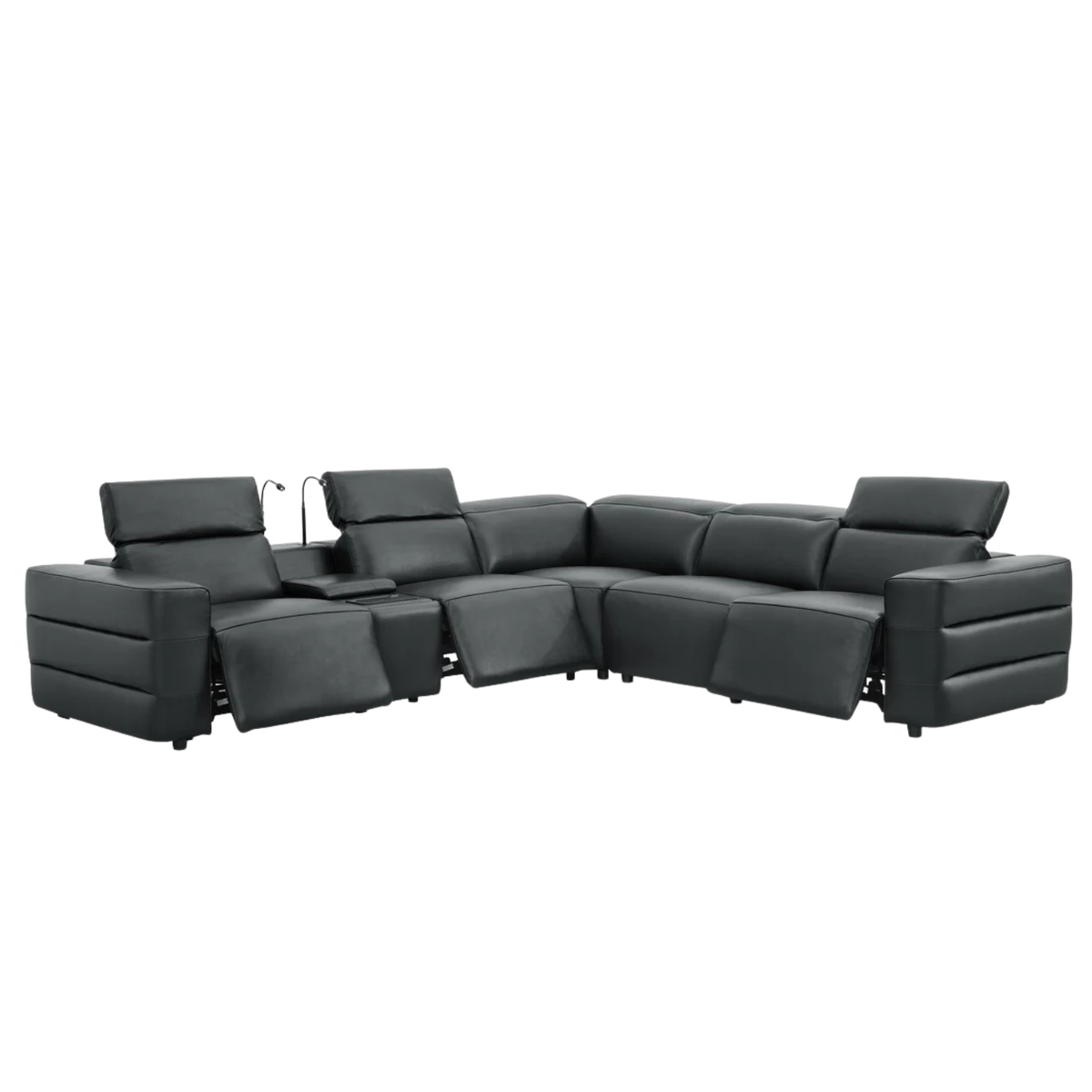 Holly Italian Leather/Match Power Reclining Sectional  Black