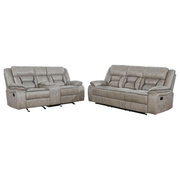 GREER  UPHOLSTERED RECLINING SOFA SET TAUPE
