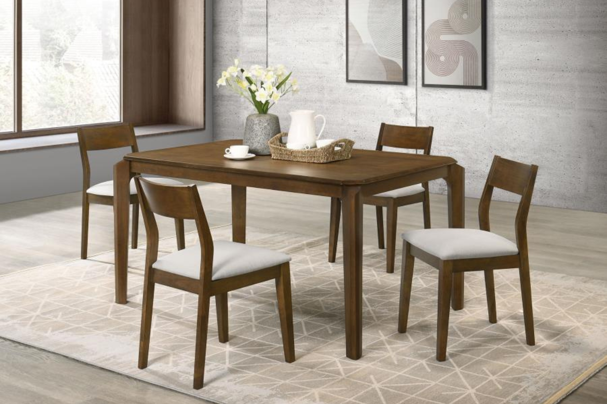 Almonte 5 Piece 59 Inch Rectangular Dining Set Dark Brown