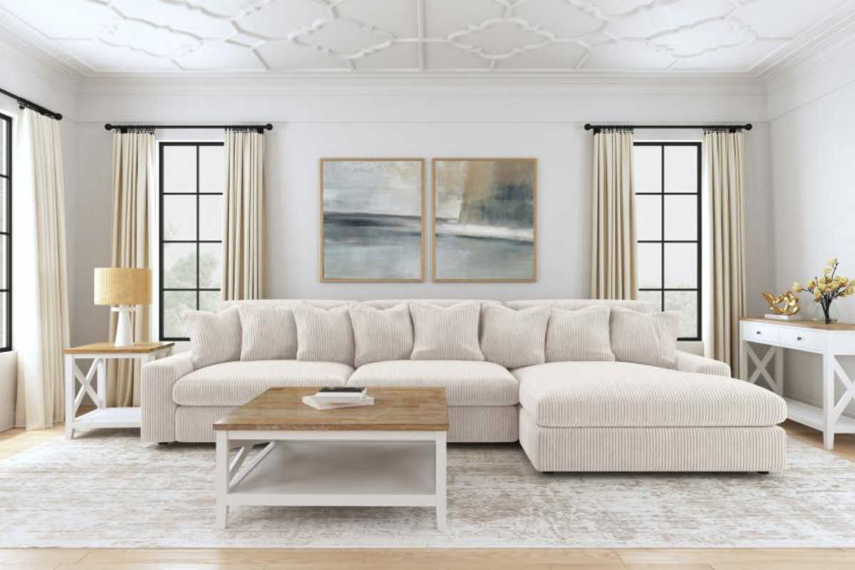 Blaine Upholstered Reversible Chaise Sectional Sofa Sand
