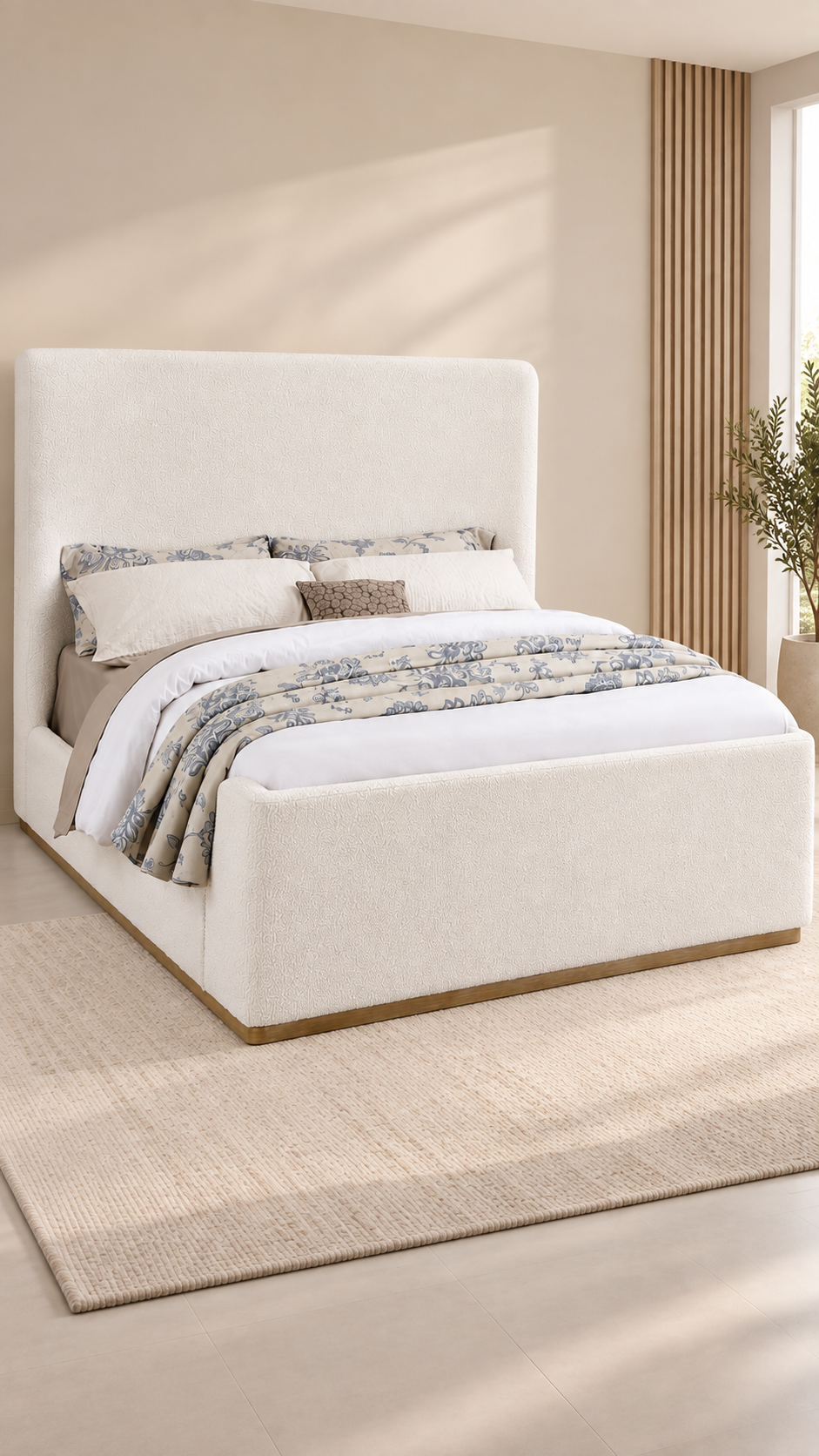 NALA UPHOLSTERED SLEIGH BED CREAM