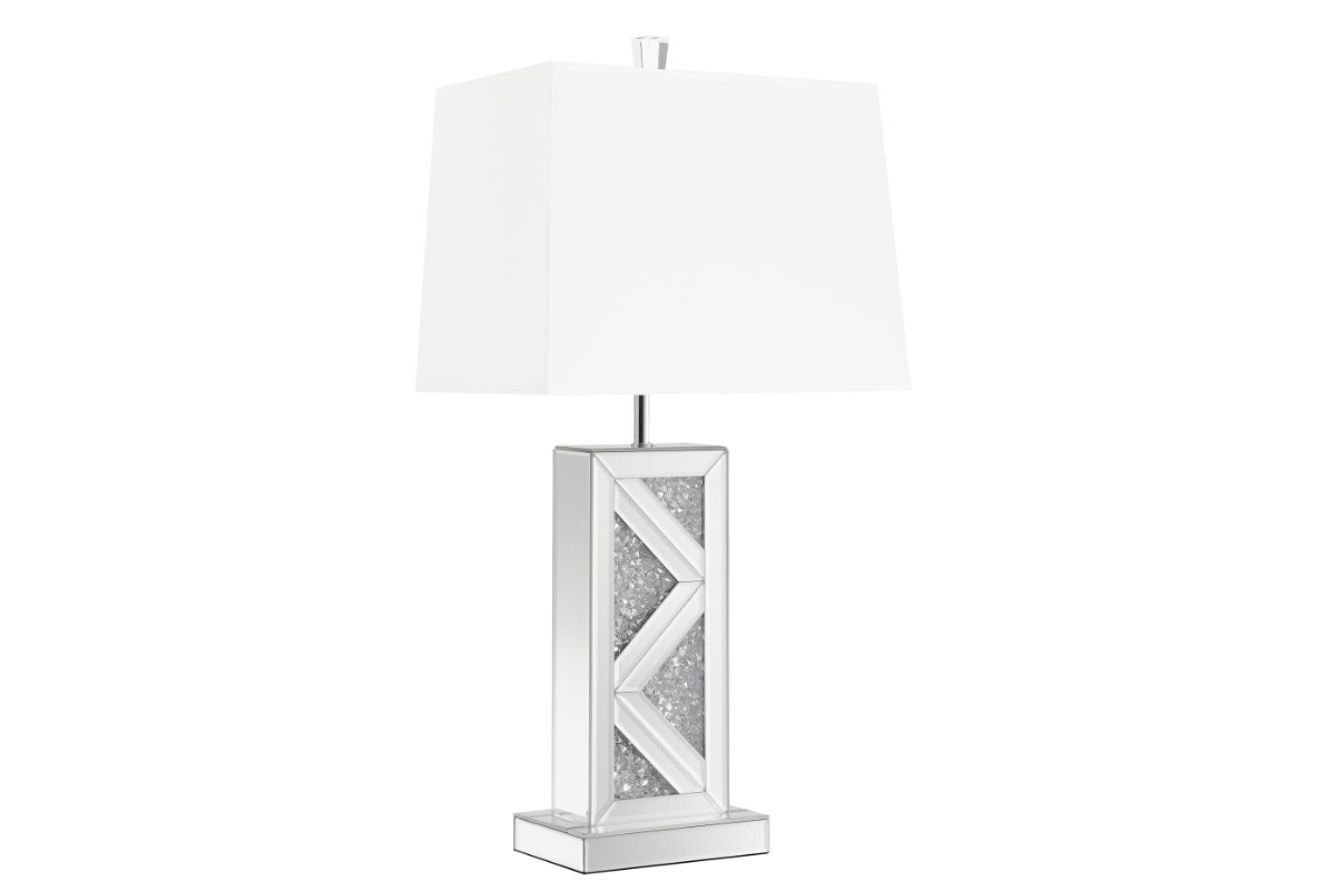 CARMEN 32-INCH TAPERED SHADE MIRRORED TABLE LAMP SILVER