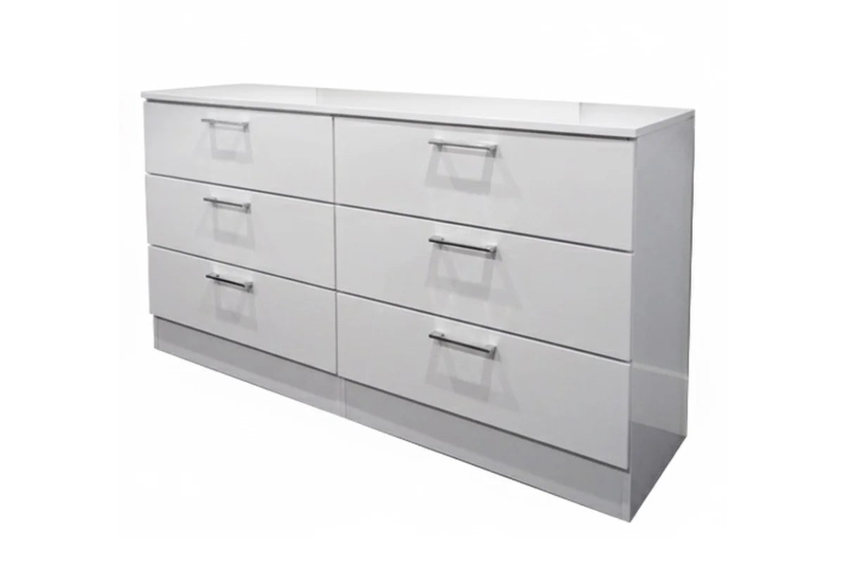 FLORENCE 6-DRAWER DRESSER WHITE HIGH GLOSS