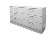 FLORENCE 6-DRAWER DRESSER WHITE HIGH GLOSS