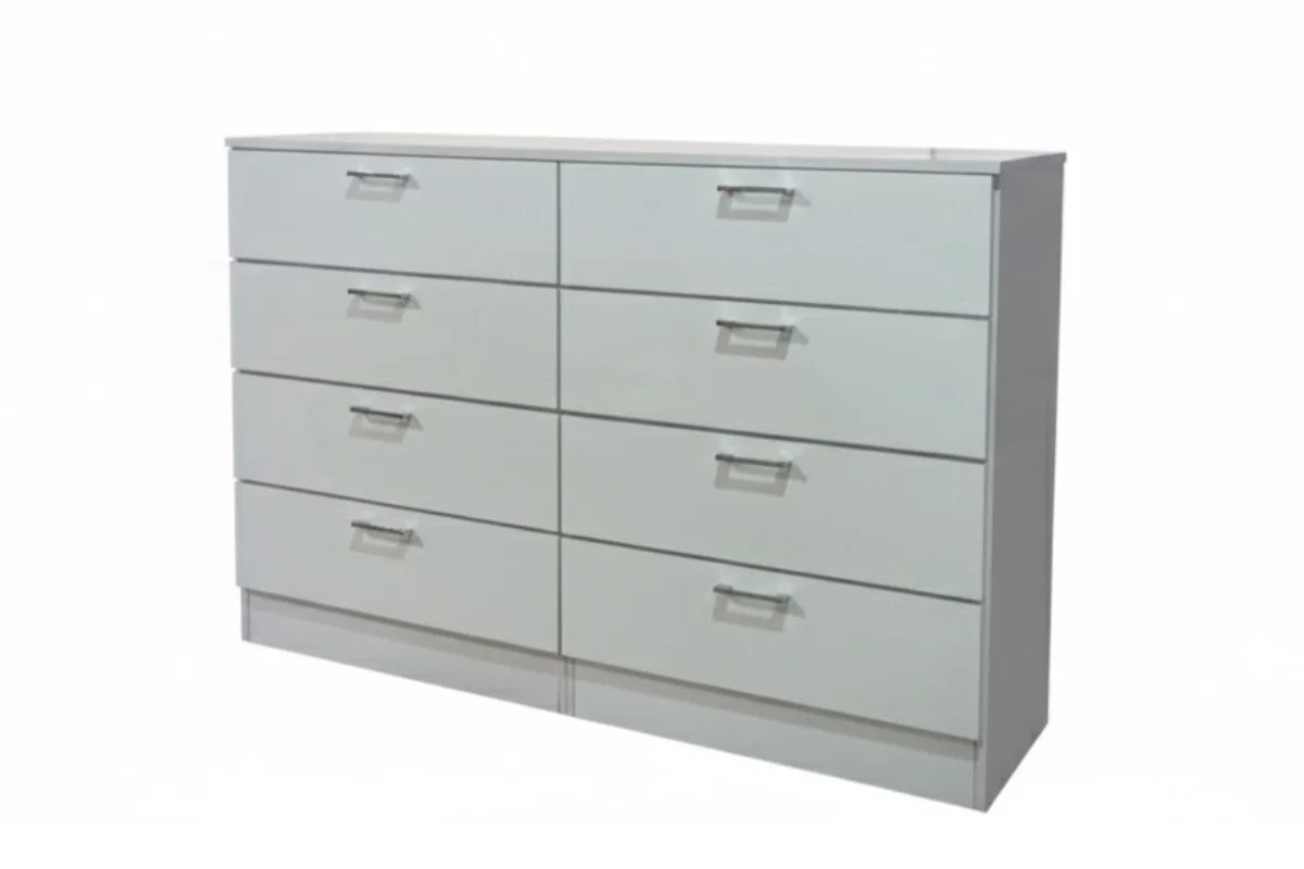 FLORENCE 8-DRAWER DRESSER WHITE HIGH GLOSS